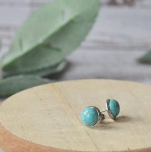 Handmade genuine turquoise studs